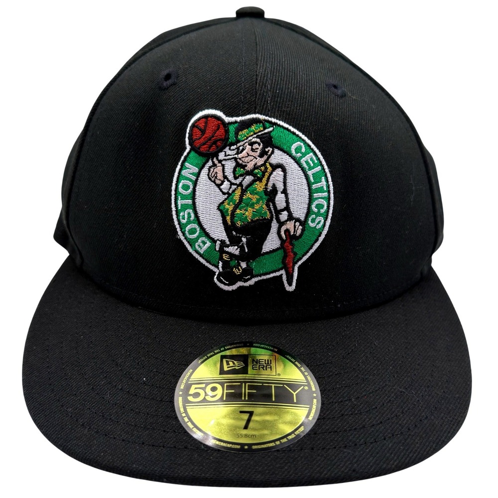 New Era 59FIFTY Boston Celtics Fitted Hat Black Size 7 NBA Basketball Cap